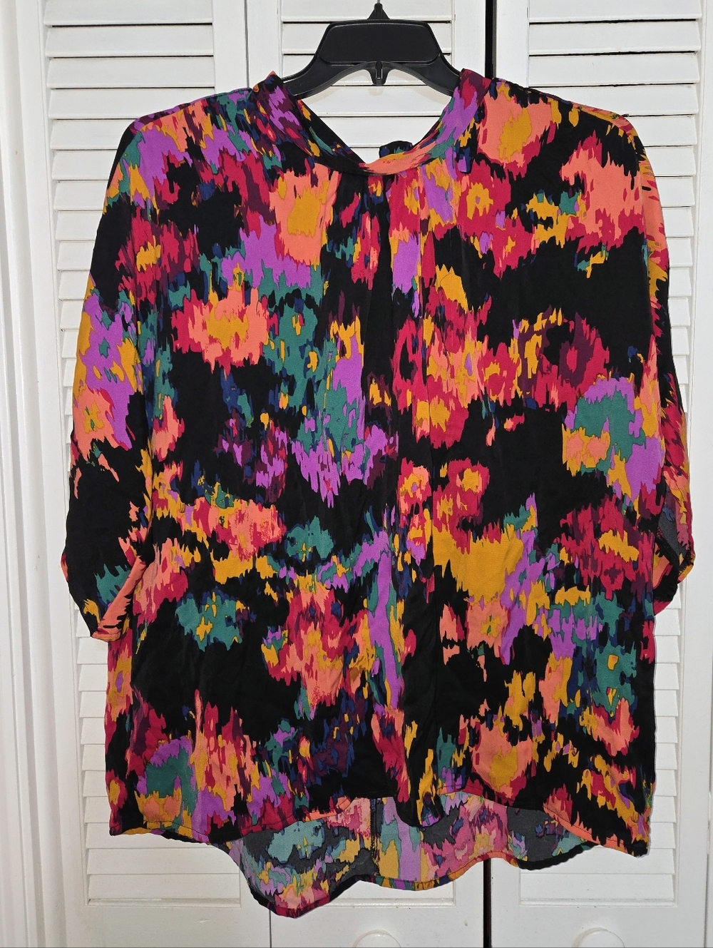 SHEIN Curve Women's 2X Black Multi Abstract Print Blouse
